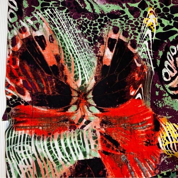 Mishka Women’s Multicolor Tie Waist Open Front Collared Blouse Sz PL - Picture 10 of 11